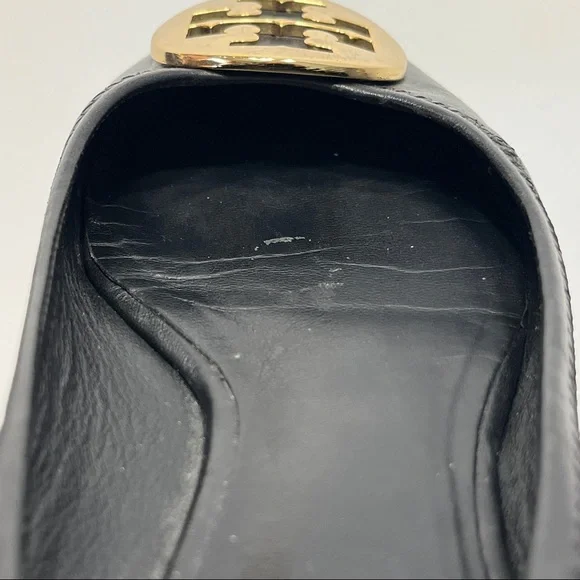 Tory Burch Flats Black with Gold Emblem - Picture 9 of 14